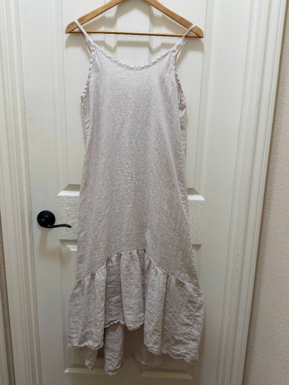 Terzo Millennio Women's 100% Linen Maxi Dress Size Small Cream Boho Lightweight
